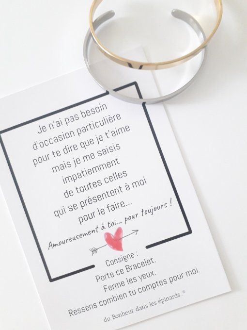 CARTE AMOUREUSEMENT A TOI + 2 BRACELETS JONCS