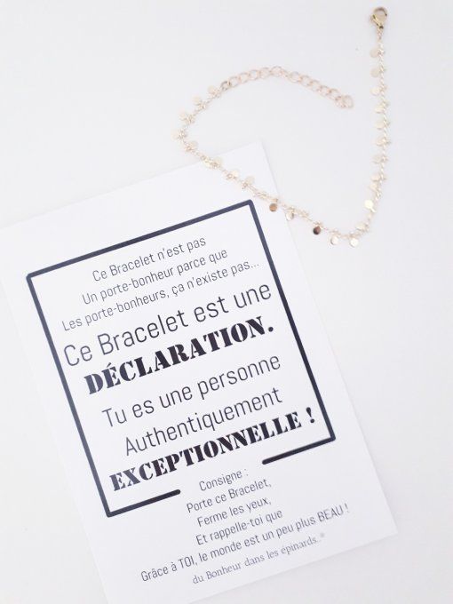 CARTE PERSONNE EXCEPTIONNELLE + 1 BRACELET PAMPILLES -  R44